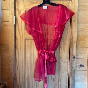 Cinema Red Sheer Short Robe